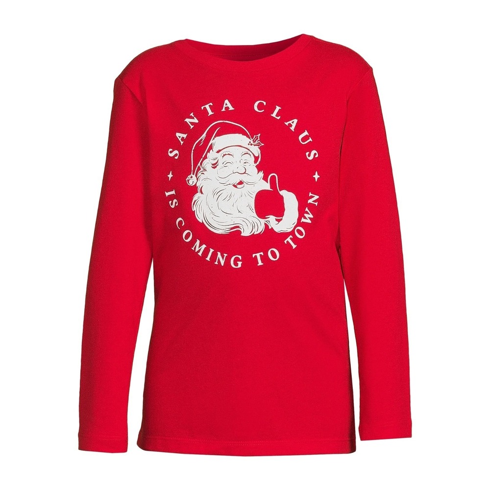 Holiday Time Boys Long Sleeve Christmas‎ Graphic Tee Shirt Size 6-7 NWT